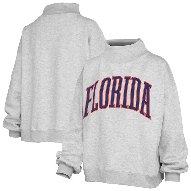 押し付けるボックス席 レディース トップス プルオーバー モックネック 流汗 Women\u0027s Pressbox Gray Florida Gators Oversized Nelson Mock Neck Sweatshirt Fld Grey 薄墨色