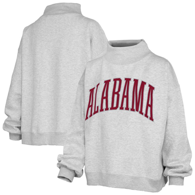 押し付けるボックス席 レディース トップス プルオーバー モックネック 流汗 Women\u0027s Pressbox Heather Gray Alabama Crimson Tide Oversized Nelson Mock Neck Sweatshirt Ala Grey 薄墨色