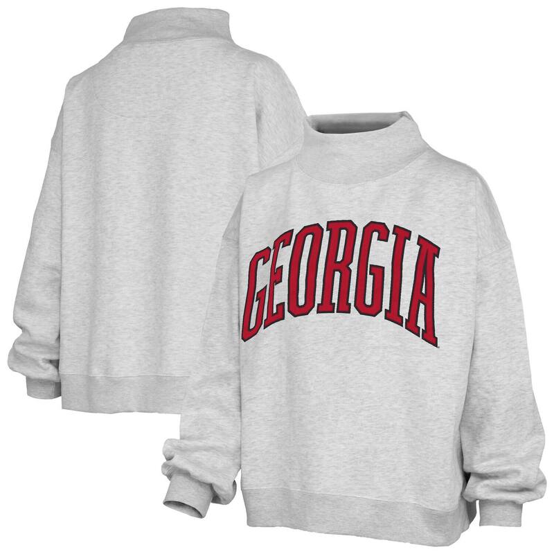 押し付けるボックス席 レディース トップス プルオーバー モックネック 流汗 Women\u0027s Pressbox Heather Gray Georgia Bulldogs Oversized Nelson Mock Neck Sweatshirt Uga Grey 薄墨色