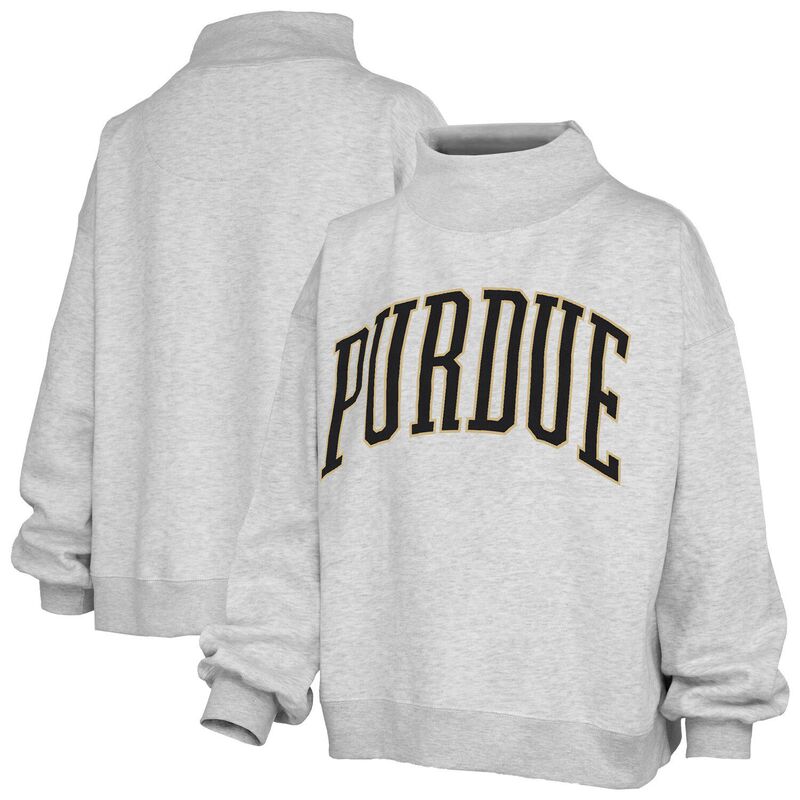 押し付けるボックス席 レディース トップス プルオーバー モックネック 流汗 Women\u0027s Pressbox Gray Purdue Boilermakers Oversized Nelson Mock Neck Sweatshirt Prd Grey 薄墨色