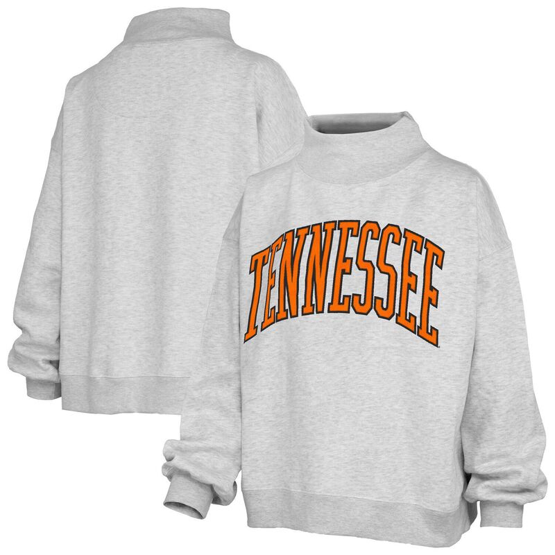 押し付けるボックス席 レディース トップス プルオーバー モックネック 流汗 Women\u0027s Pressbox Heather Gray Tennessee Volunteers Oversized Nelson Mock Neck Sweatshirten Grey 薄墨色