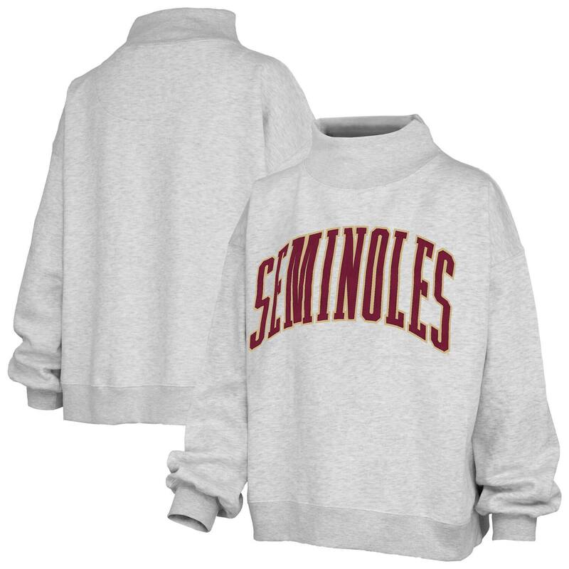 押し付けるボックス席 レディース トップス プルオーバー モックネック 流汗 Women\u0027s Pressbox Heather Gray Florida State Seminoles Oversized Nelson Mock Neck Sweatshirt Fsu Grey 薄墨色