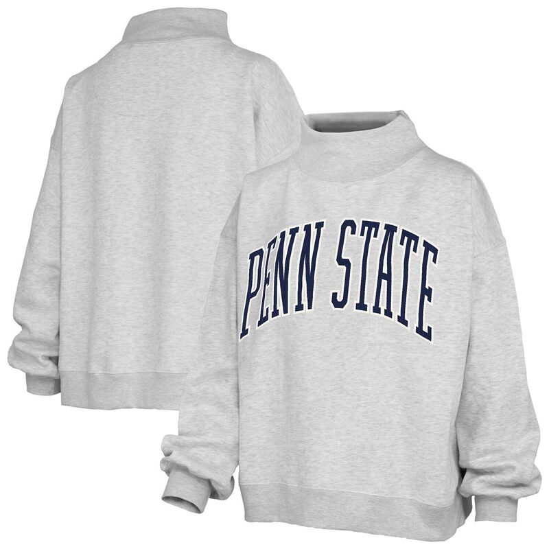 押し付けるボックス席 レディース トップス プルオーバー モックネック 流汗 Women\u0027s Pressbox Heather Gray Penn State Nittany Lions Oversized Nelson Mock Neck Sweatshirt Pst Grey 薄墨色