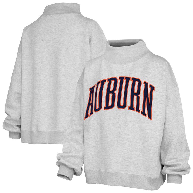 押し付けるボックス席 レディース トップス プルオーバー モックネック 流汗 Women\u0027s Pressbox Gray Auburn Tigers Oversized Nelson Mock Neck Sweatshirt Aub Grey 薄墨色