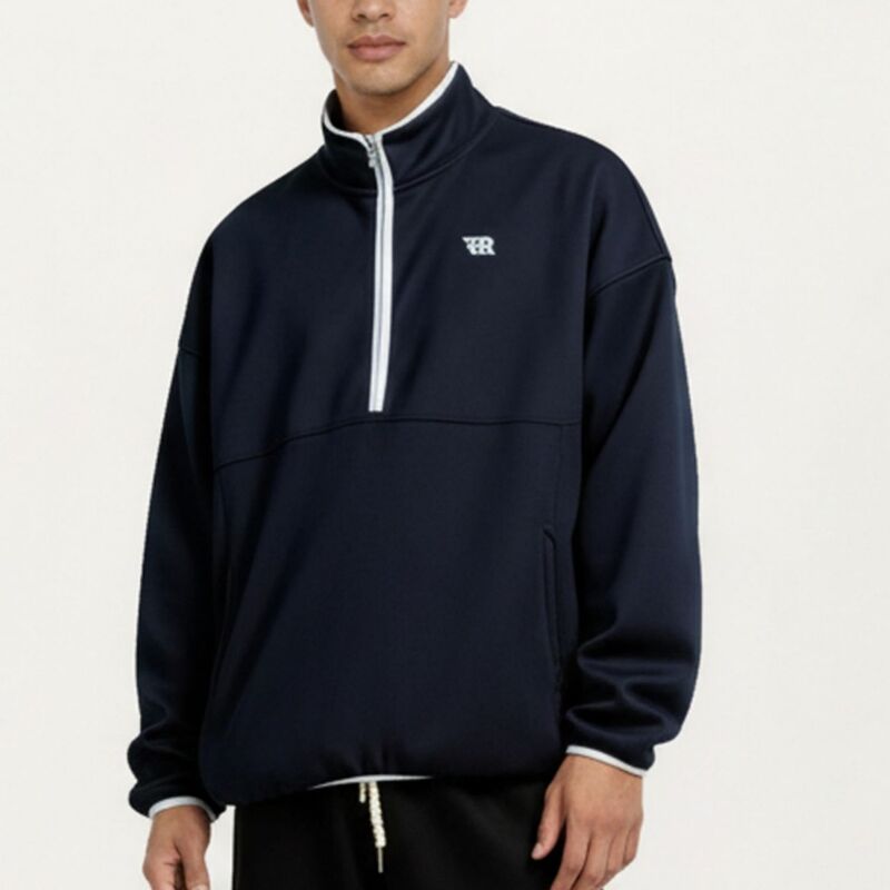 アンナカシ レディース トップス プルオーバー 伸び伸びする相応う ハーフジップ Anna-Kaci Men\u0027s Half Zipullover with Stand Collar and Relaxed Fit Navy 米国海軍