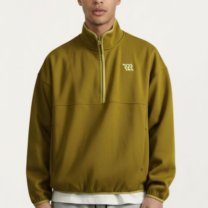 アンナカシ レディース トップス プルオーバー 伸び伸びする相応う ハーフジップ Anna-Kaci Men\u0027s Half Zipullover with Stand Collar and Relaxed Fit Yellow 黄色