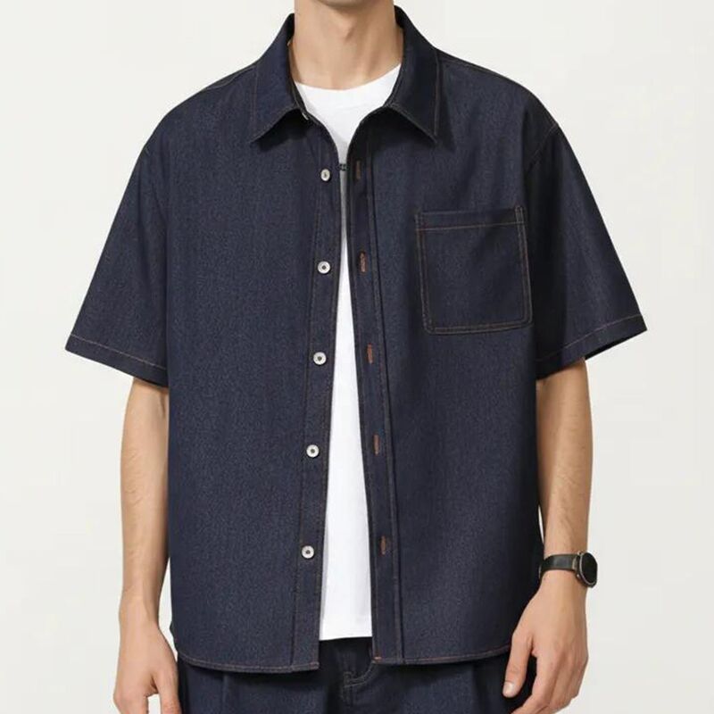 アンナカシ レディース トップス プルオーバー 伸び伸びする相応う Anna-Kaci Men\u0027short Sleeve Button Front Shirt with Chest Pocket and Relaxed Fit Navy 米国海軍