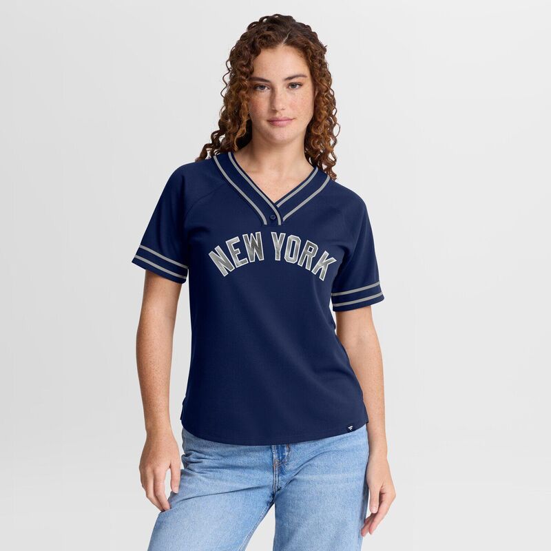 ファナティクス レディース トップス プルオーバー V素っ首 Women\u0027s Fanatics Navy New York Yankees Diva Race Ahead Raglan V-Neck T-Shirt Ynk Navy 米国海軍