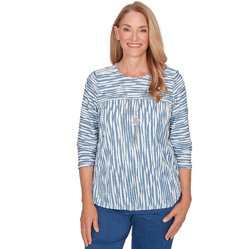 アルフレッド ダナー レディース トップス プルオーバー プチ スピード競技 Petite Alfredunner Novelty Spliced Textured Top with Necklace No Color