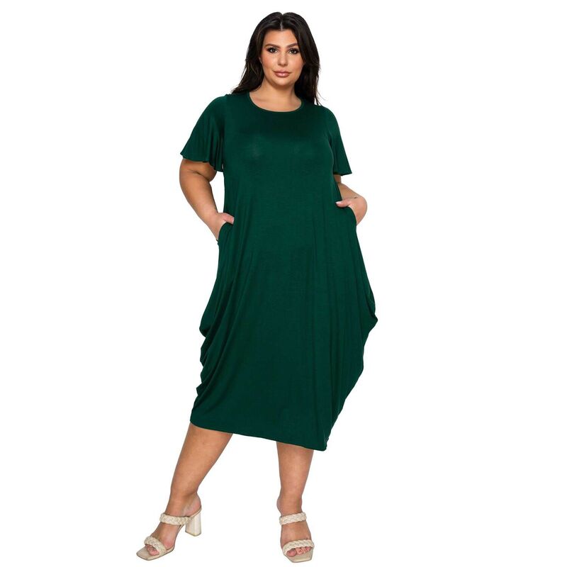 リブド レディース トップス ワンピース プラスサイズ L I V D Plusize Liz Flutter Sleeve Pocket Dress Green Hunter グリーン|ReVida 店