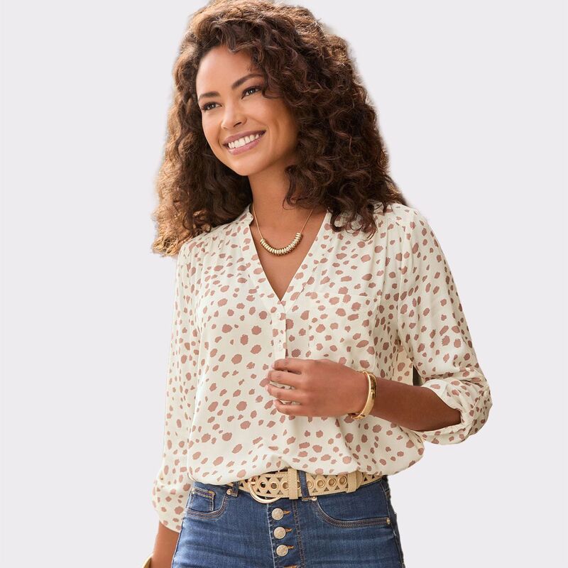 ラスカーナ レディース トップス シャツ ブラウス Lascana Women's Front Pocket Blouse Ivory And Taupe アイボリー｜ReVida 店