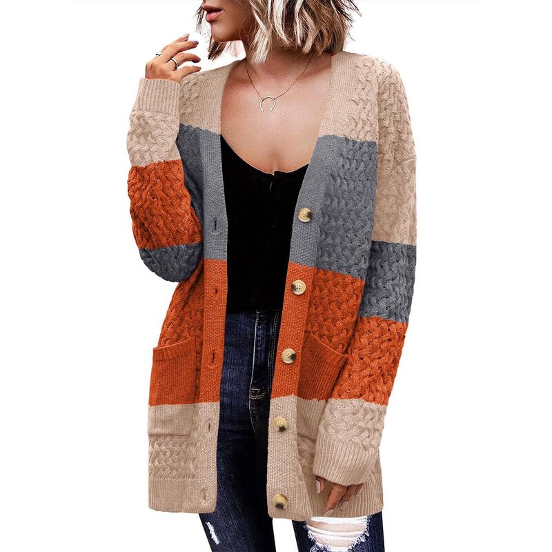 ジーグー レディース アウター ニット・セーター ボタンダウン カーディガン ダウン Zeagoo Women's Chunky Cable Knit Cardigans Button Down Open Front Outerwear with Pockets Beige Gray Orange グレー｜ReVida 店