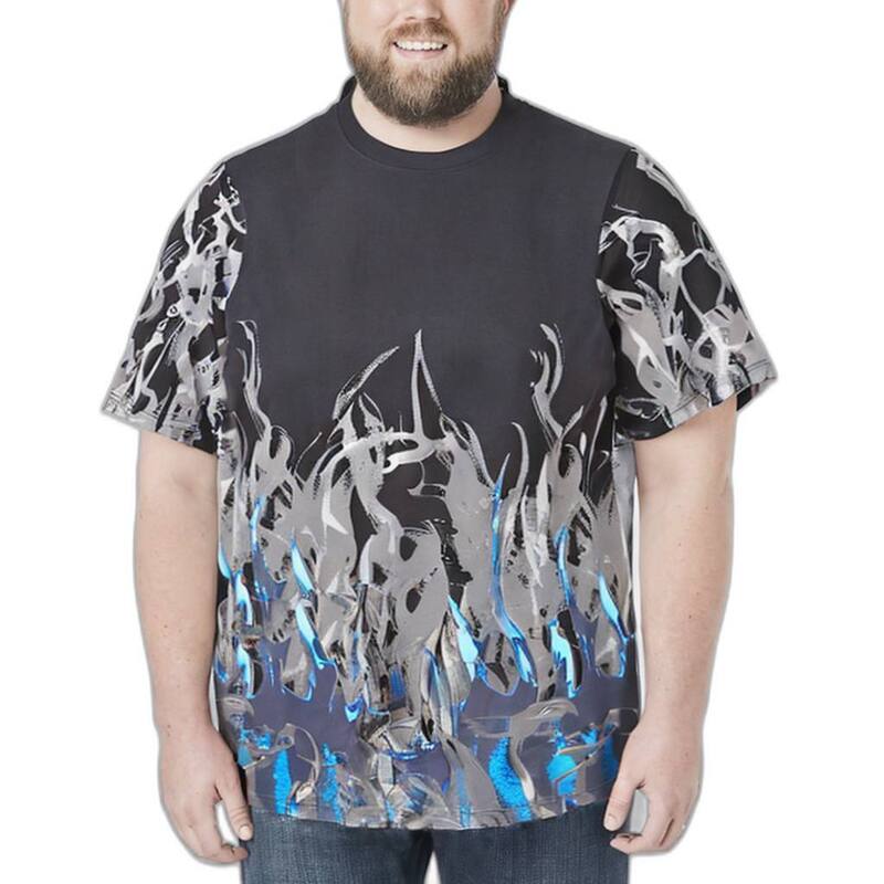 キングサイズ レディース トップス プルオーバー トール グラフィック KingSize Men\u0027s Big \u0026 Tall Easy Style Graphic Tee Blue Flames 青み