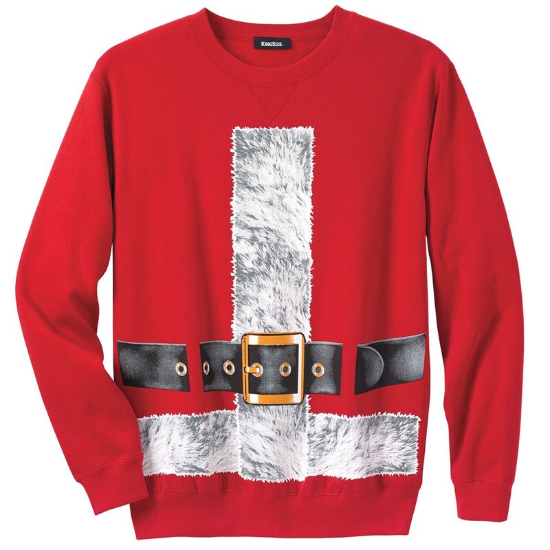 キングサイズ レディース トップス プルオーバー スウェットール フリース グラフィック KingSize Men\u0027s Big \u0026 Tall Graphic Fleece Sweatshirt Santa Suit