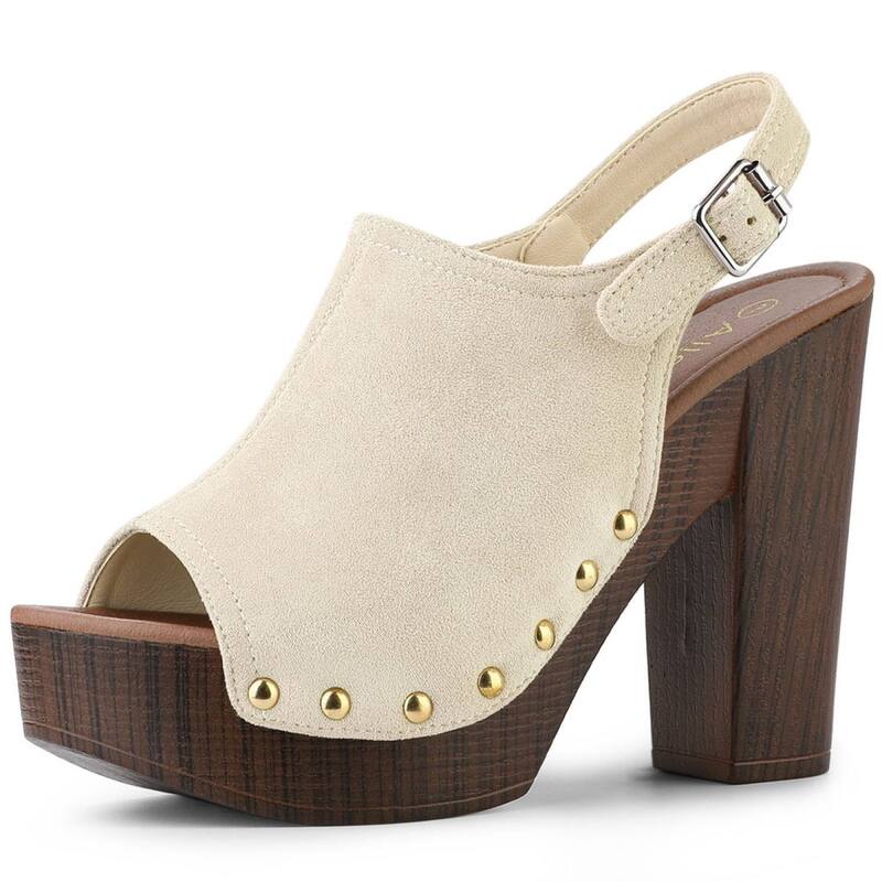 アレグラ ケー レディース シューズ サンダル プラットホーム 踵 ALLEGRA K Women\u0027slingback Platform Chunky Heel Sandals Beige ベージュ