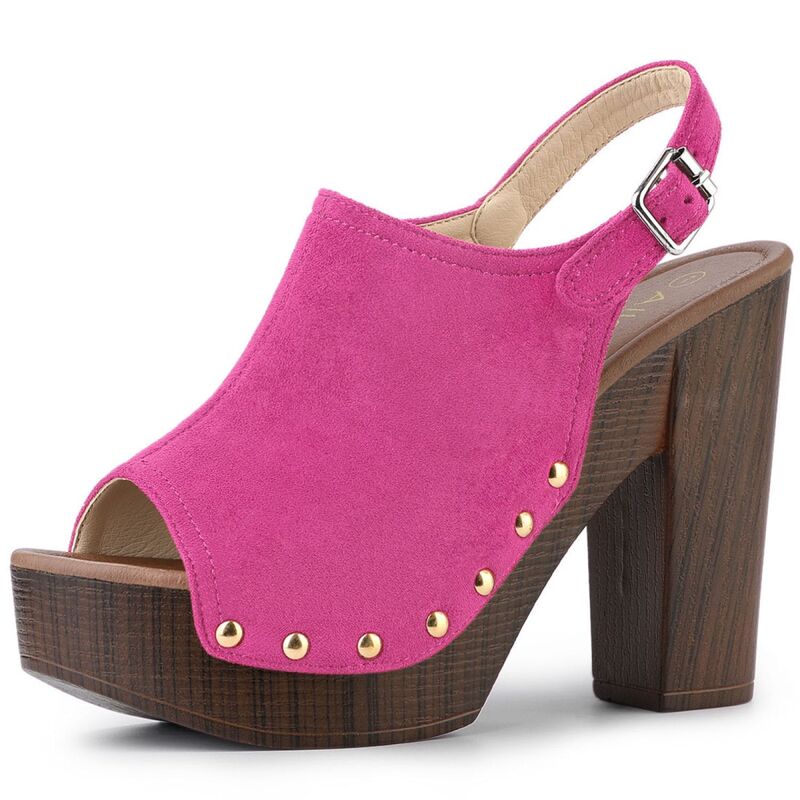 アレグラ ケー レディース シューズ サンダル プラットホーム 踵 ALLEGRA K Women\u0027slingback Platform Chunky Heel Sandals Hot Pink サクラ色