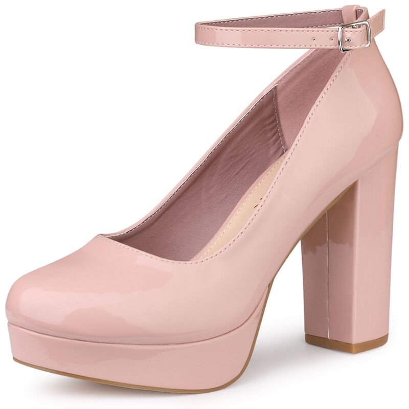 アレグラ ケー レディース シューズ パンプス プラットフォーム アンクル ヒール ALLEGRA K Women's Platform Ankle Strap Chunky Heel Mary Janes Pumps Pink ピンク|ReVida 店