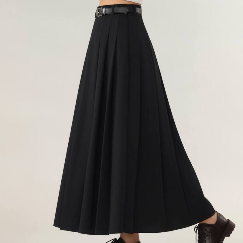 アンナカシ レディース ボトムスカート A ライン ハイウエスト プリーツ マキシ Anna-Kaci Women's High Waist Pleated Maxi Skirt with Structured A-Line Silhouette Black ブラック｜ReVida 店