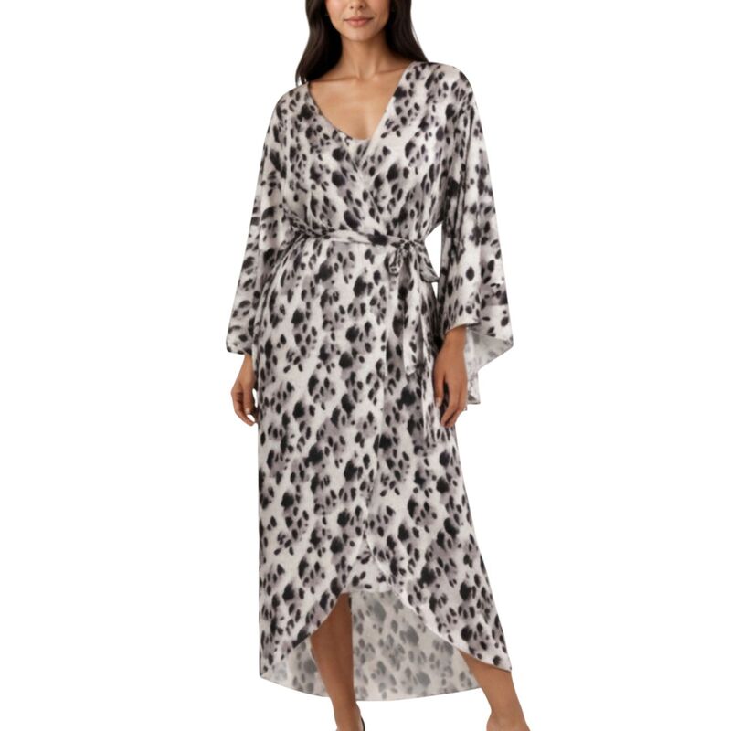 アンナカシ レディース アンダーお召しもの ナイト爵お召しもの ドレープ 繻子 Anna-Kaci Women\u0027s 2-Piece Satin Slip Dress and Kimono Robe Set with Flowing Draped Silhouette Gray 薄墨色