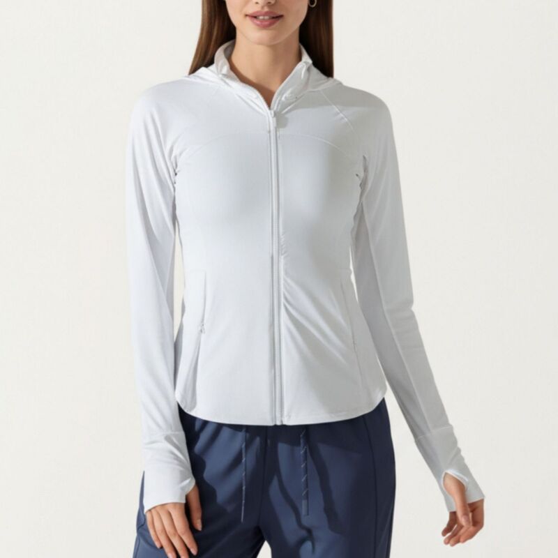 アンナカシ レディース トップス プルオーバー ハイネック 上衣 Anna-Kaci Womens\u0027s Full Zip Long Sleeve Active Jacket with Fitted Silhouette and High Neck White 白いこと