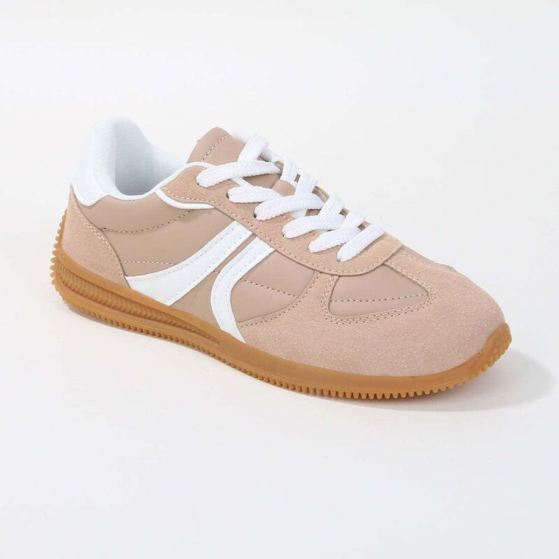 赤ちょうちんネス レディース シューズ スニーカー BERNESS Lorna Stripe Retro Sneakers Beige ベージュ