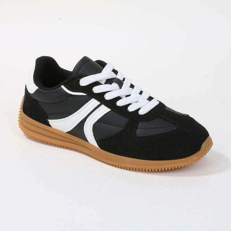 赤ちょうちんネス レディース シューズ スニーカー BERNESS Lorna Stripe Retro Sneakers Black 黒いこと
