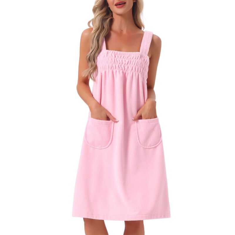 インスパイア 今めかしい レディース アンダーお召しもの ナイト爵お召しもの INSPIRE CHIC Women\u0027shower Towels Cover Up Wrap Wearable Bathrobe Around Towel Strapspa Body Robe Pink サクラ色