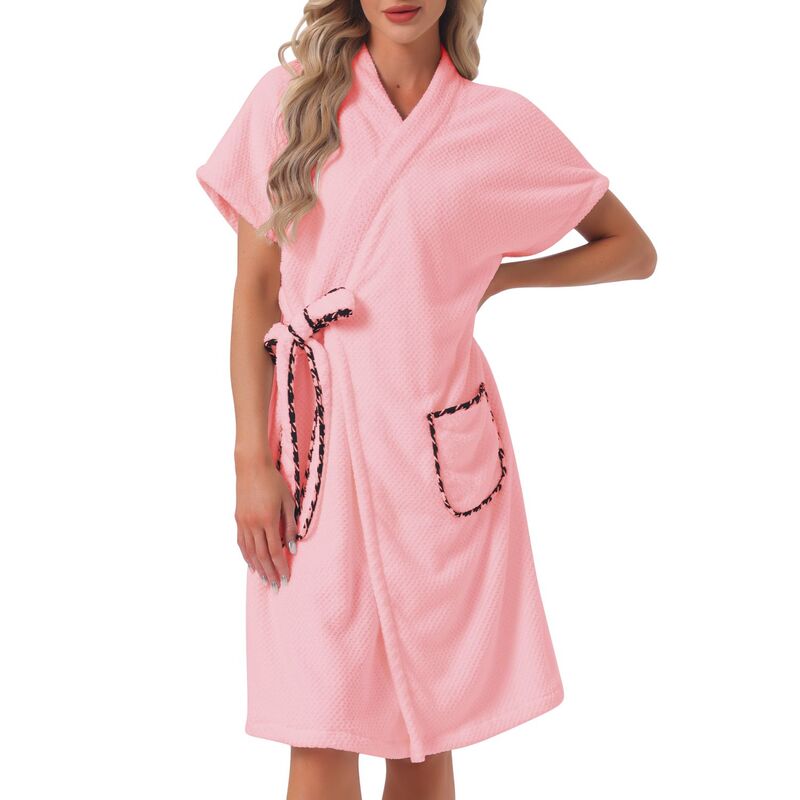 インスパイア 今めかしい レディース アンダーお召しもの ナイト爵お召しもの パイル INSPIRE CHIC Women\u0027s Bath Wrap Towel Dress Terry Wrap Bathrobe Tie Spa Gym Showerobe with Pockets Pink サクラ色