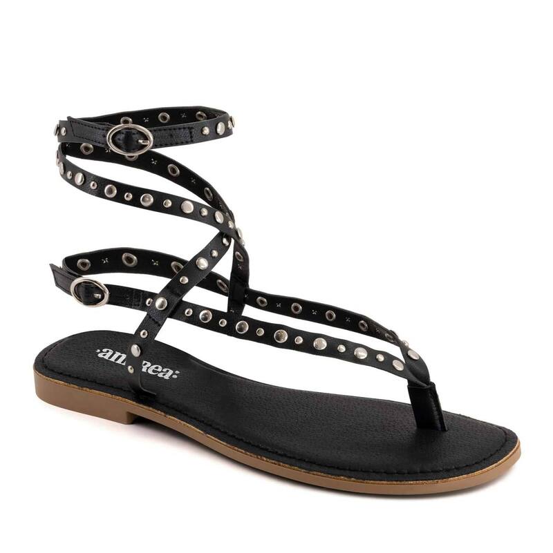アンドレア レディース シューズ サンダル Andrea Women\u0027strappy Thong Sandals 95937 Black 黒いこと