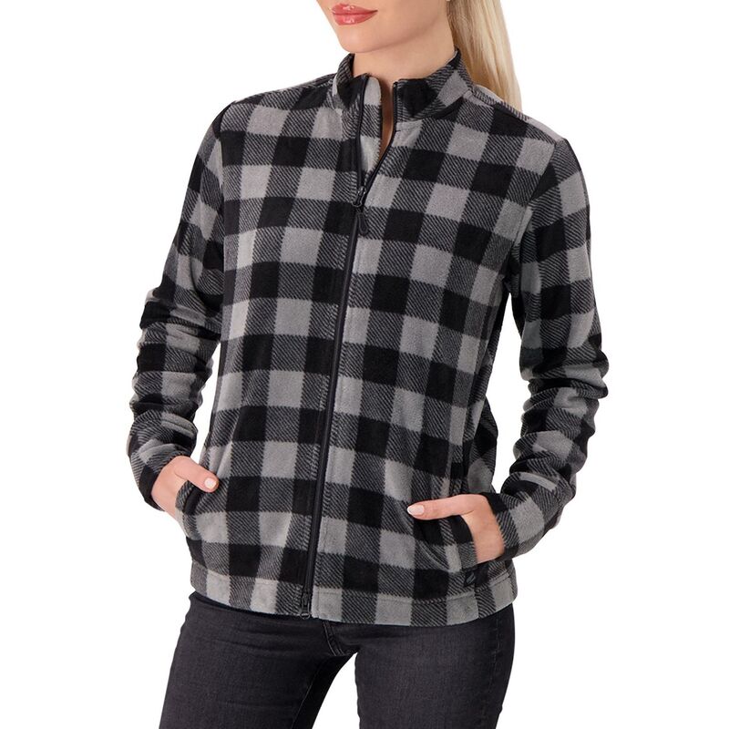 ヒートホルダーズ レディース アウター 上衣・上衣 フリース Women\u0027s Heat Holders Jada Original Super Brushed Fleece Double Zipper Plaid Jacket Black Gray 黒いこと