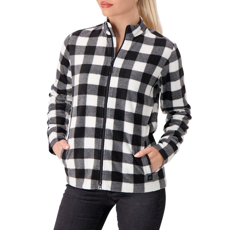 ヒートホルダーズ レディース アウター 上衣・上衣 フリース Women\u0027s Heat Holders Jada Original Super Brushed Fleece Double Zipper Plaid Jacket Black White 白いこと