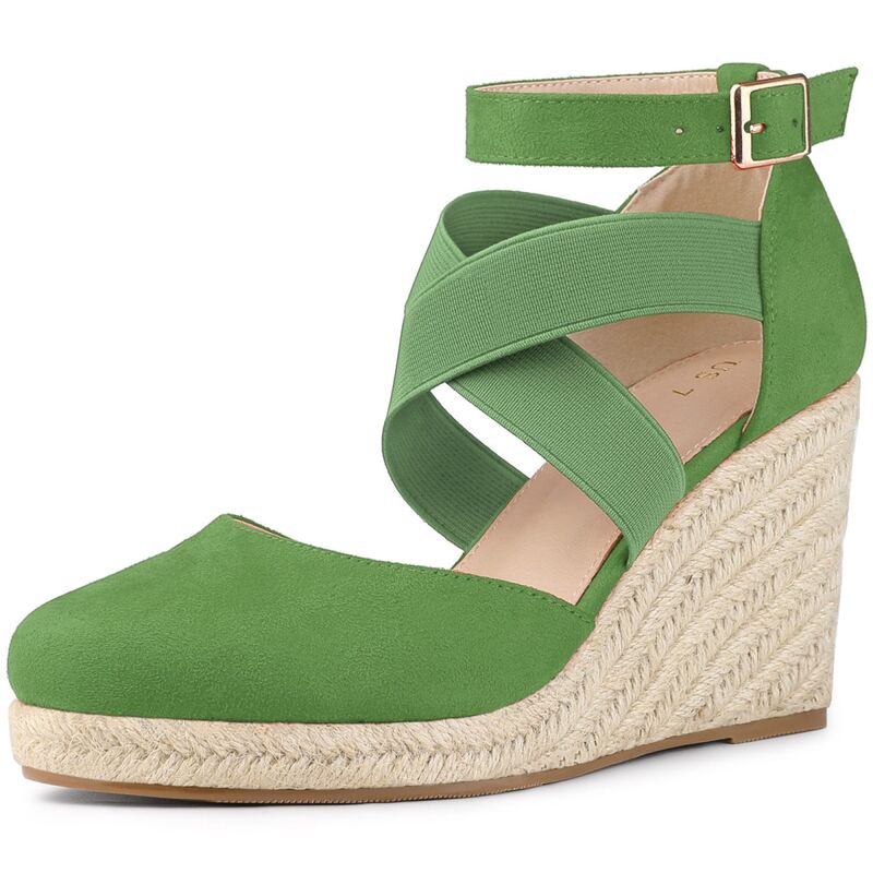アレグラ ケー レディース シューズ サンダル 踵 ALLEGRA K Women\u0027s Espadrilles Closed Toe Wedges Heelsandals Olive Green 緑であること