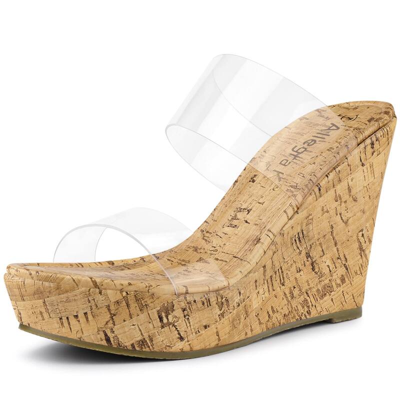 アレグラ ケー レディース シューズ サンダル プラットホーム 踵 ALLEGRA K Women\u0027s Clear Platform Transparent Straps Wedge Colorful Heelsandals Clear
