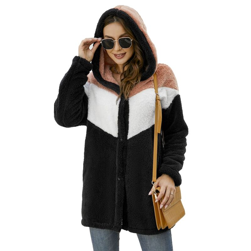 コジョイン レディース アウター 上衣・上衣 ジレー フリース パーカー Kojooin Women\u0027s Fuzzy Hoodies Color Block Cardigan Oversized Pockets Warm Jackets Fleece Hoodies Pink サクラ色