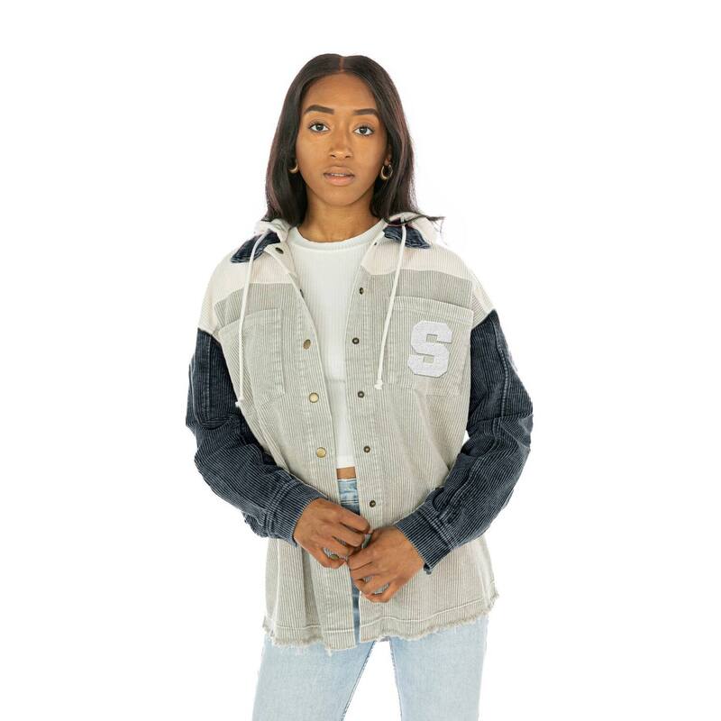 ゲームデイ・クチュール レディース アウター 上衣・上衣 ヴィンテージ コール天 Women\u0027s Gameday Couture Navy Syracuse Orange Vintage Wash Corduroy Full-Snap Hooded Shacket Syr Navy 米国海軍