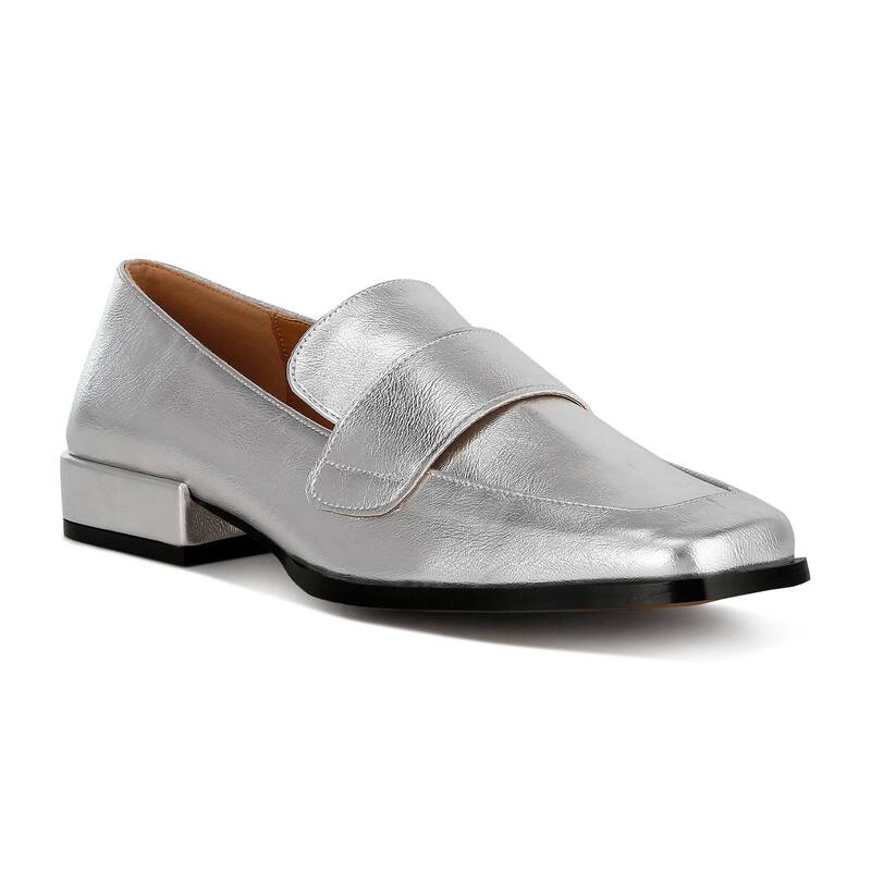 ラグアンドコー レディース シューズ スリッポン・ローファー トール Rag \u0026 Co Jongs Women\u0027s Metallic Penny Loafersilver しろがね色
