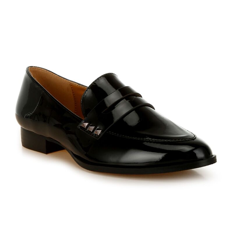ラグアンドコー レディース シューズ スリッポン・ローファー なめし革 Rag \u0026 Co Noshiya Women\u0027s Patent Pleather Penny Loafers Black 黒いこと
