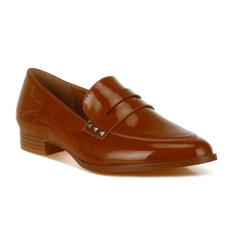 ラグアンドコー レディース シューズ スリッポン・ローファー なめし革 Rag \u0026 Co Noshiya Women\u0027s Patent Pleather Penny Loafers Tan タン
