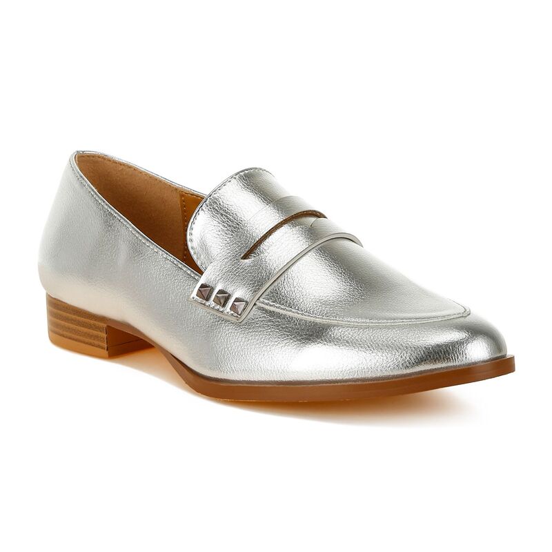 ラグアンドコー レディース シューズ スリッポン・ローファー トール Rag \u0026 Co Potania Women\u0027s Metallic Penny Strap Loafersilver しろがね色