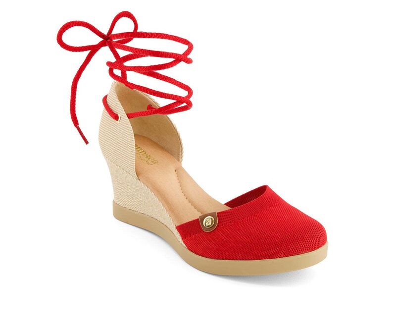 アンドレア レディース シューズ サンダル アンクル Andrea Women\u0027s Wedge Ankle and Calf Strap Espadrilles 88318 Red 赤いこと
