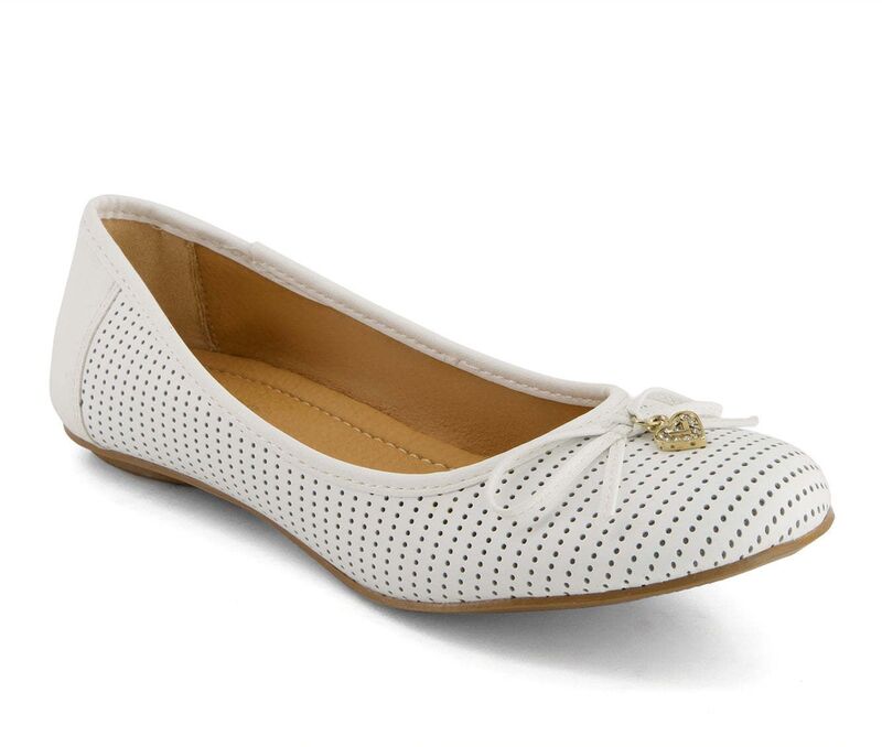 アンドレア レディース シューズ サンダル Andrea Women\u0027s Laser Cut Pattern Ballerinas 69431 White 白いこと