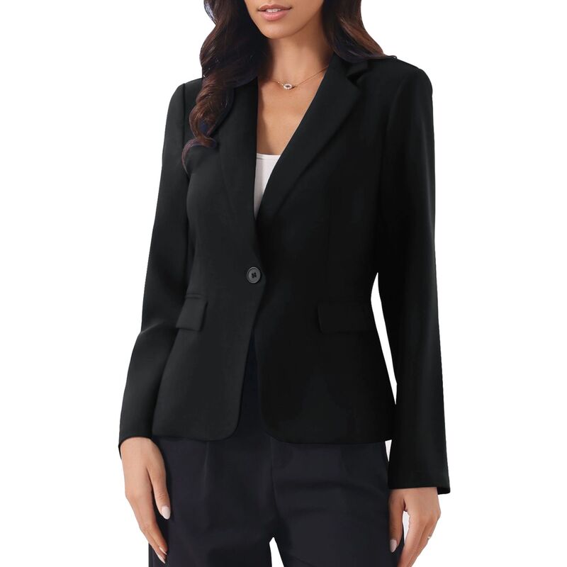 インスパイア 今めかしい レディース アウター 上衣・上衣 スポーツジャケット INSPIRE CHIC Women\u0027s Business Blazer Lapel Collar Long Sleeve Work Office Suit Jacket Black 黒いこと