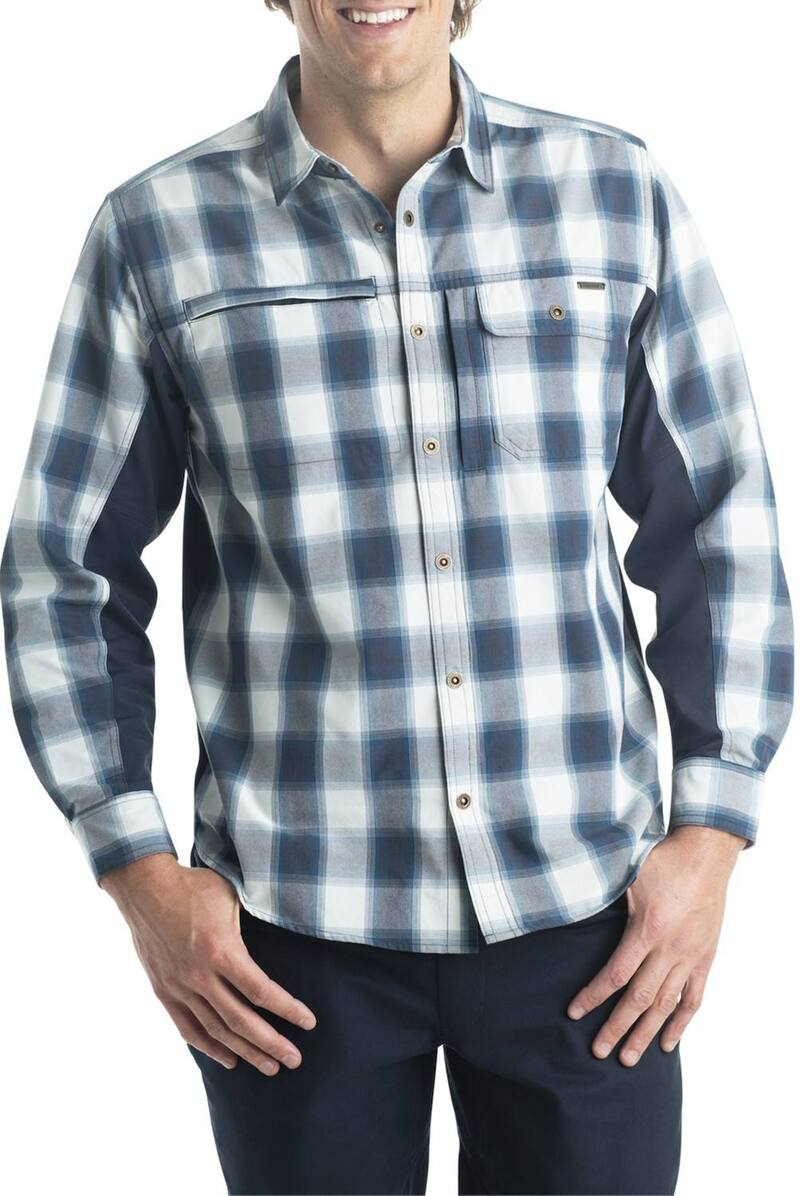 レジェンダリーホワイトテイルズ レディース トップス Tシャツ Men's Legendary Whitetails Quick Dry Moisture Wicking UPF 50+ Long Sleeve Fishing Shirt River Blue Plaid ブルー｜ReVida 店