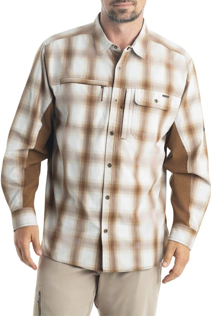 レジェンダリーホワイトテイルズ レディース トップス Tシャツ Men's Legendary Whitetails Quick Dry Moisture Wicking UPF 50+ Long Sleeve Fishing Shirt Sandstone Plaid チェック｜ReVida 店