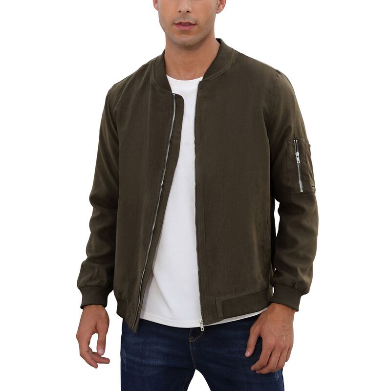 セオリア レディース アウター 上衣・上衣 Seoria Men\u0027s Bomber Jacket Lightweight Casual Stylish Light Flight Jacket Windbreaker Varsity Jackets Army Green 緑であること