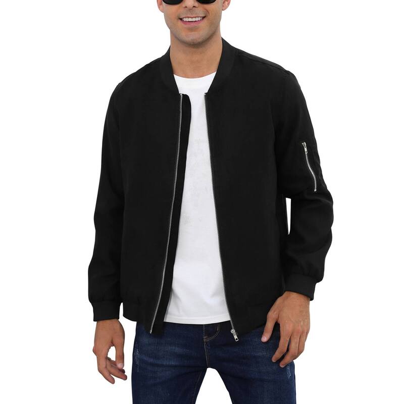 セオリア レディース アウター 上衣・上衣 Seoria Men\u0027s Bomber Jacket Lightweight Casual Stylish Light Flight Jacket Windbreaker Varsity Jackets Black 黒いこと