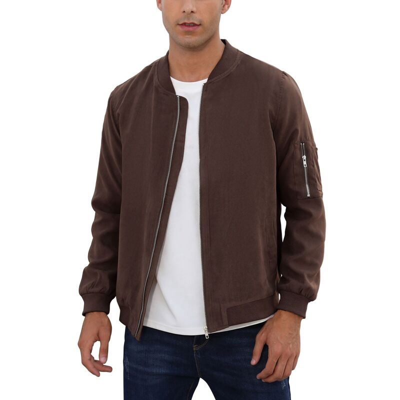 セオリア レディース アウター 上衣・上衣 Seoria Men\u0027s Bomber Jacket Lightweight Casual Stylish Light Flight Jacket Windbreaker Varsity Jackets Coffee 珈琲