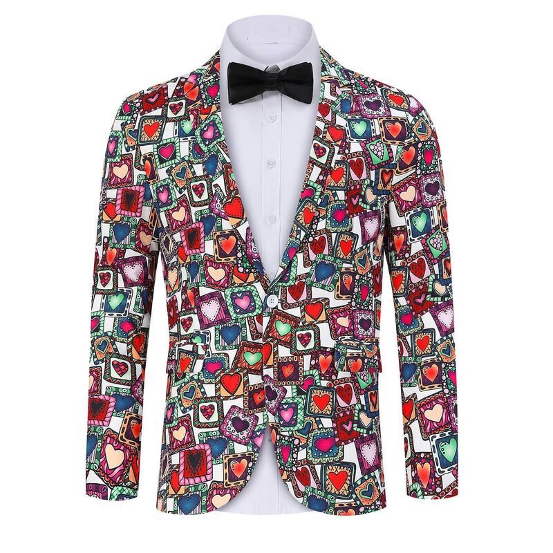 エリート肝ったま レディース アウター 上衣・上衣 スポーツジャケット EliteSpirit Blazer for Men One Button Lapel Suit Jacket Casual Business Jacketsquare Heart
