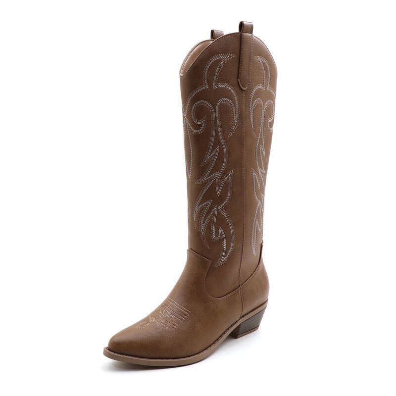 F.C デザイン レディース シューズ ブーツ・レインブーツ トール 刺繍 F.C Design Western Embroidered Tall Boots for Women - Classicowboy Style Footwear Camel キャメル｜ReVida 店