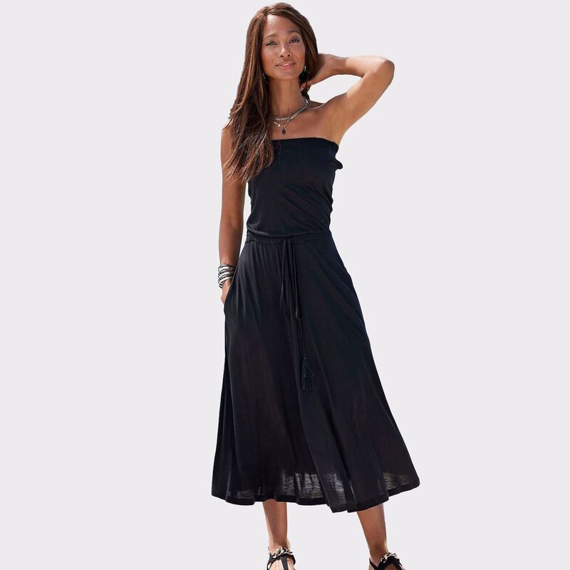ラスカーナ レディース トップス 衣装 Lascana Women\u0027s Casual Bandeau Dress Black 黒いこと
